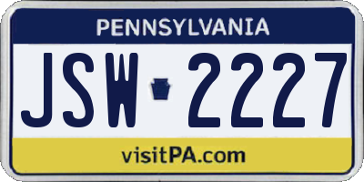 PA license plate JSW2227