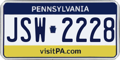 PA license plate JSW2228