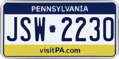 PA license plate JSW2230