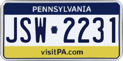 PA license plate JSW2231