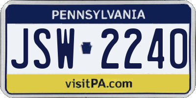 PA license plate JSW2240