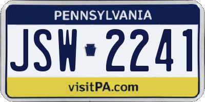 PA license plate JSW2241