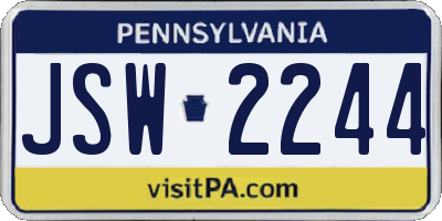 PA license plate JSW2244