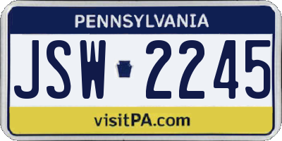 PA license plate JSW2245