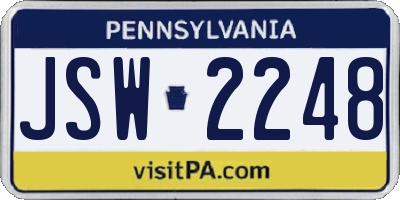 PA license plate JSW2248