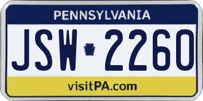 PA license plate JSW2260