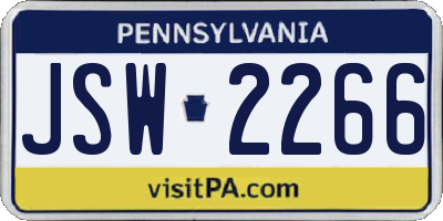 PA license plate JSW2266