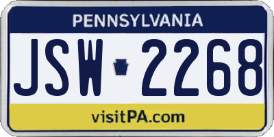 PA license plate JSW2268