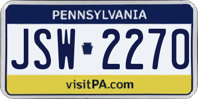 PA license plate JSW2270
