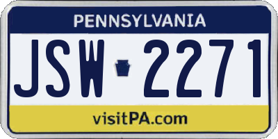 PA license plate JSW2271