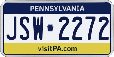 PA license plate JSW2272