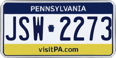 PA license plate JSW2273