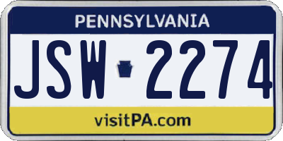 PA license plate JSW2274