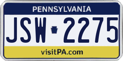 PA license plate JSW2275