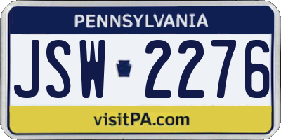 PA license plate JSW2276