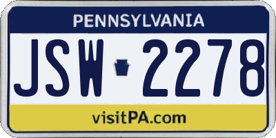 PA license plate JSW2278