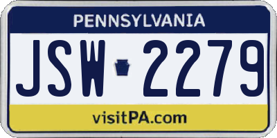 PA license plate JSW2279