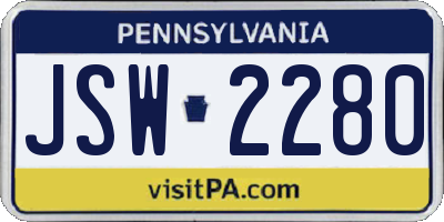 PA license plate JSW2280