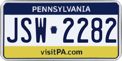 PA license plate JSW2282