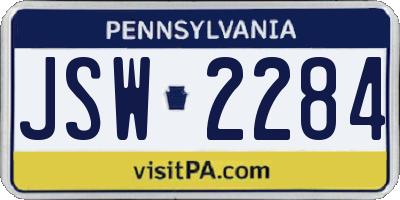 PA license plate JSW2284