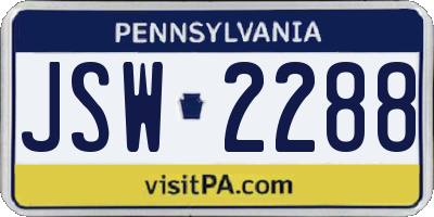 PA license plate JSW2288