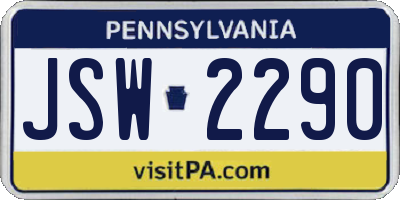 PA license plate JSW2290