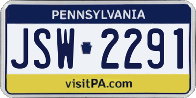 PA license plate JSW2291