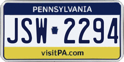 PA license plate JSW2294