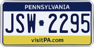 PA license plate JSW2295