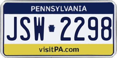PA license plate JSW2298