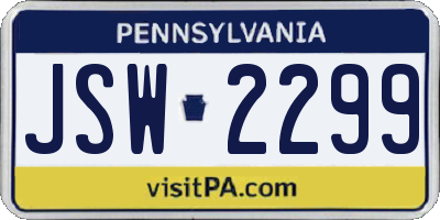 PA license plate JSW2299