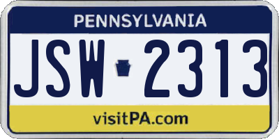 PA license plate JSW2313