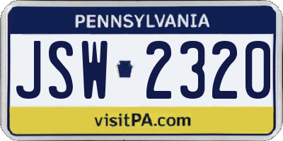 PA license plate JSW2320