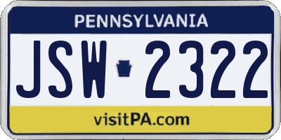 PA license plate JSW2322