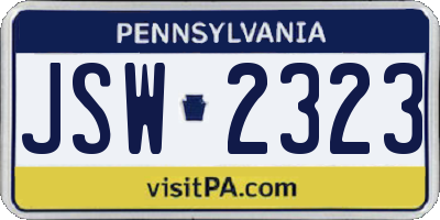 PA license plate JSW2323