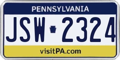 PA license plate JSW2324