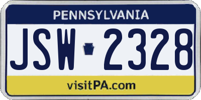 PA license plate JSW2328