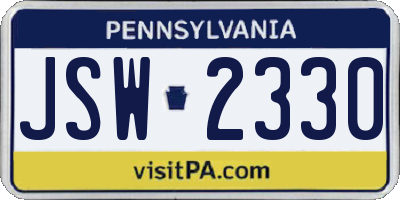 PA license plate JSW2330