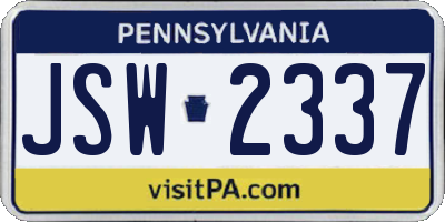 PA license plate JSW2337