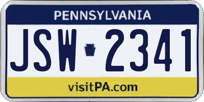 PA license plate JSW2341