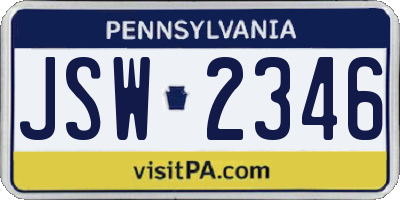 PA license plate JSW2346