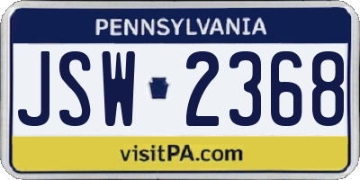 PA license plate JSW2368