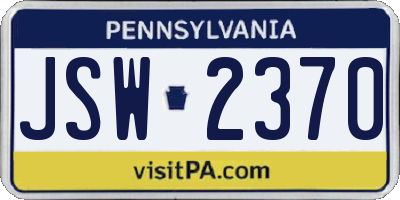 PA license plate JSW2370