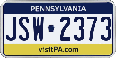 PA license plate JSW2373