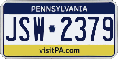 PA license plate JSW2379