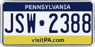 PA license plate JSW2388