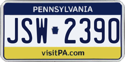 PA license plate JSW2390
