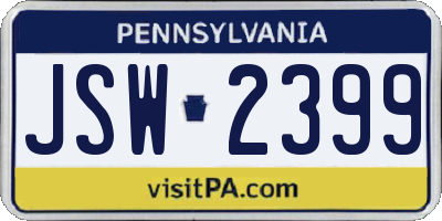 PA license plate JSW2399
