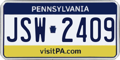 PA license plate JSW2409