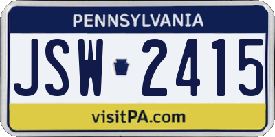 PA license plate JSW2415
